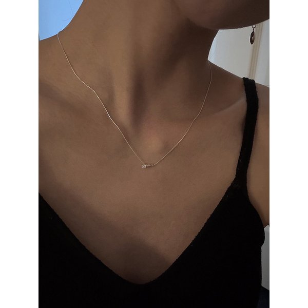 [925silver] Small cubic & bar necklace