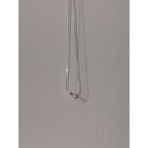 [925silver] Small cubic & bar necklace