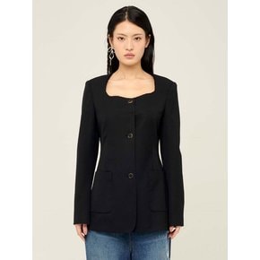 lotsyou_GIGI Raw Edge Jacket Black