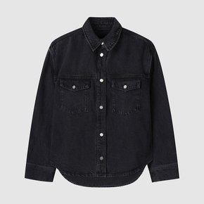 여성 오버핏 데님 셔켓 BLACK