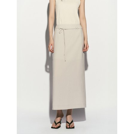 리이 BELTED MIDI SKIRT DOVE GRAY
