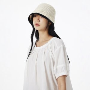 JAJU 배색 니트햇(BEIGE / BLACK)