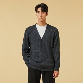 JAJU *정상가 69,900원*남 메리노울 V넥 가디건_CHARCOAL