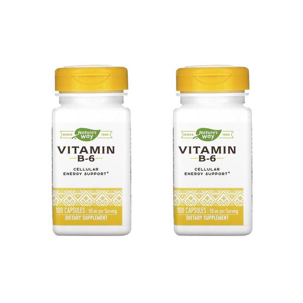 [해외직구] 네이처스웨이 비타민b-6 50mg 100캡슐 2팩 Natures Way Vitamin B-6 50 mg 100 Capsules