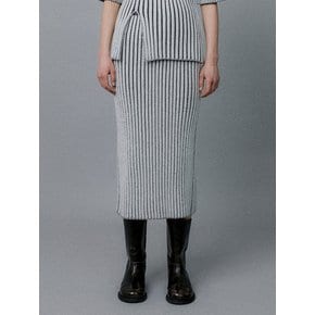 2-FACED KNIT SKIRT - WHITE (GREY)