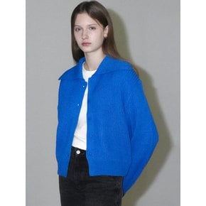 Cotton Calla Ribbed Knit Cardigan (Blue)