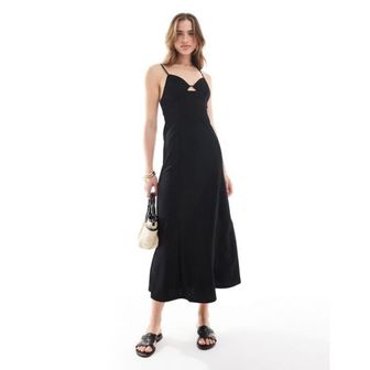 이스퀘어 4883485 Mango corset top midi dress in black