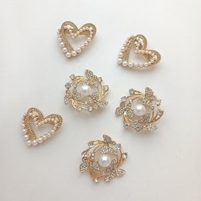 진주 브로치 악세사리 나비 하트
