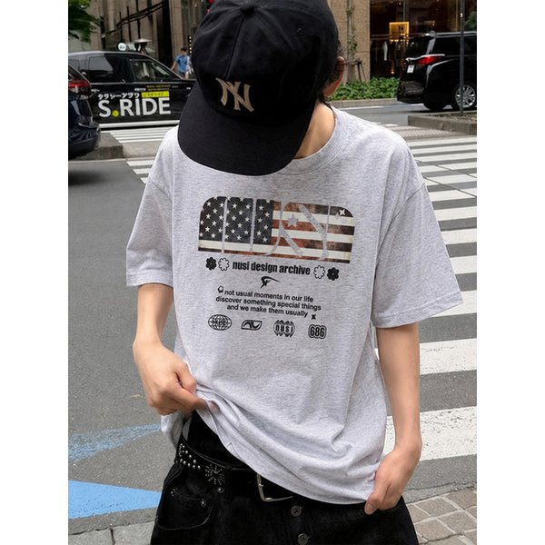 US Usual Symbol Over-fit T-Shirts 4color