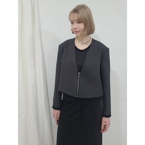 집업 칼라리스 크롭자켓 Zip up Collarless Crop jacket