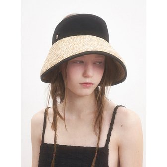 브라운햇 Deauville Straw  Sun Visor Hat  - Black