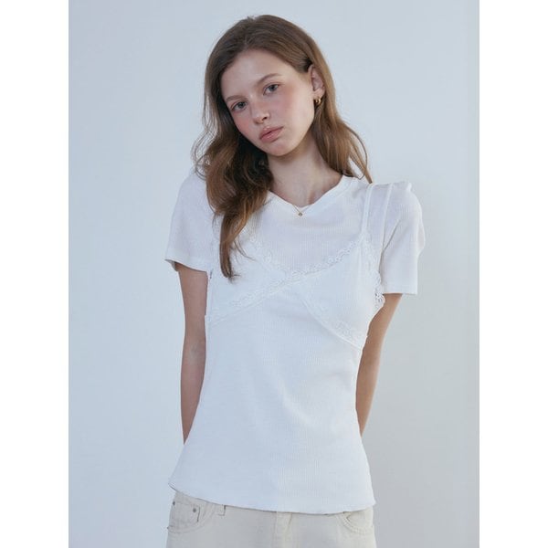 Lace Half Sleeve Top Set_2color