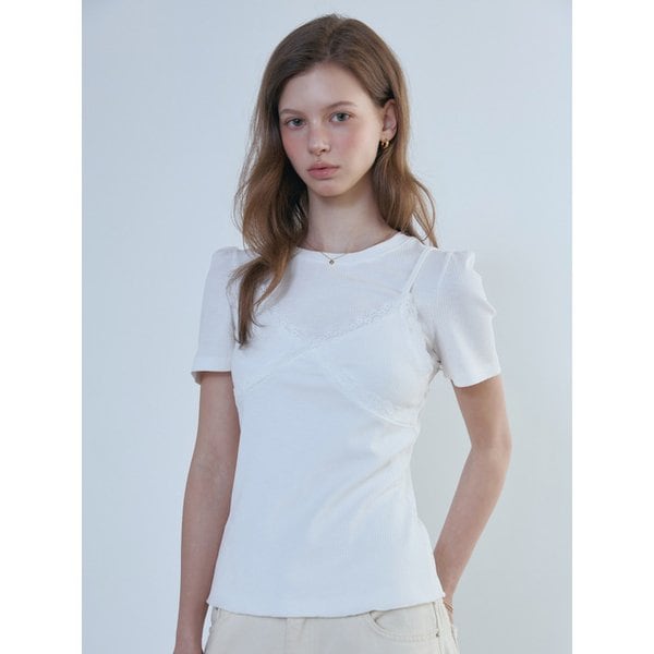 Lace Half Sleeve Top Set_2color