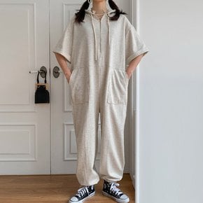 후드 면 점프슈트 빅사이즈 77 88 99 루즈핏 박시한 여성 후드 임산부