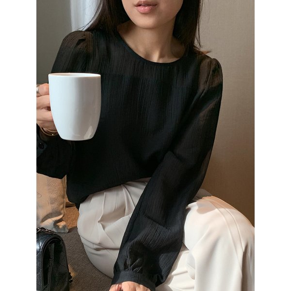 무드 레이어드 블라우스_BLACK