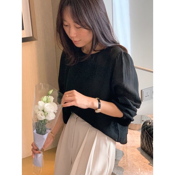 무드 레이어드 블라우스_BLACK