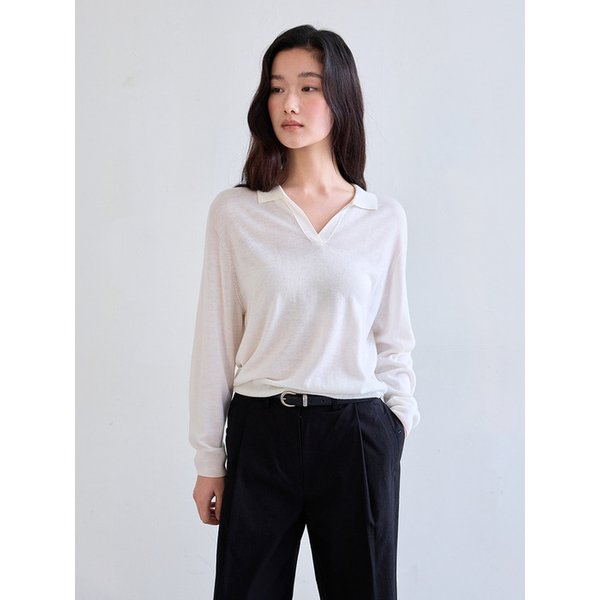 Soft Collared Knit Sweater (Ivory)