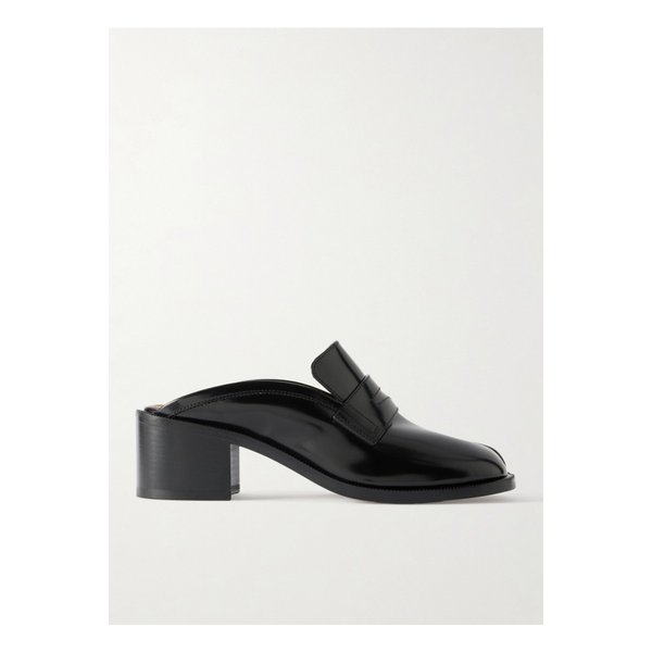 타비 시티 스플릿 토 글로스 가죽 뮬 블랙 46376663162889921