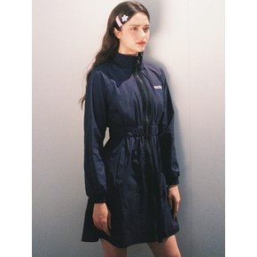 front zip-up dress navy