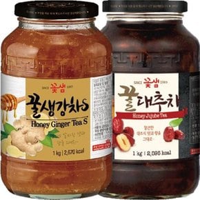 꽃샘 꿀생강차S 1kg+꿀대추차 1kg