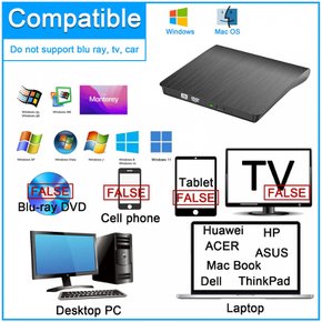 Actpe USB 3.0Type-C DVD RW CD 슬림 외장 라이터 드라이브 버너 리더 플레이어 광학 드라이브