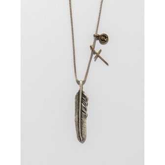 쇼브오프 SVN-311 Feather Cross Coin Necklace