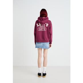 후드 스웨트셔츠 LE221J09J-B11 BURGUNDY/WHITE