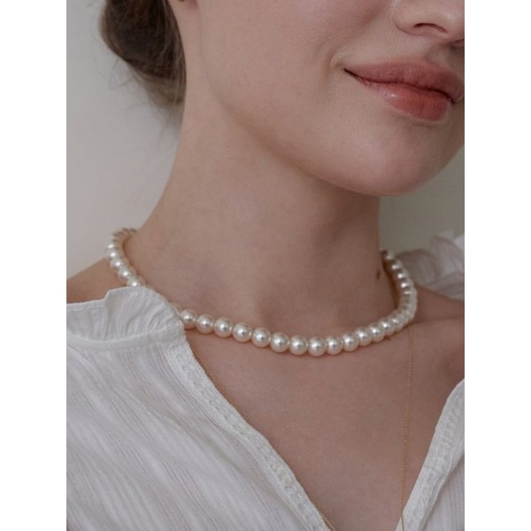 14k 8mm 포인트 진주 초커 목걸이