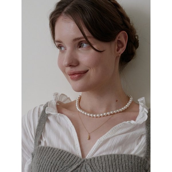 14k 8mm 포인트 진주 초커 목걸이