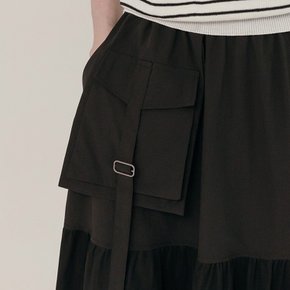 언발란스 쉬폰 앤 포켓 롱스커트