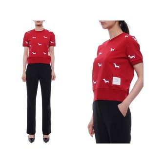 톰브라운 25SS 여성 헥터 자수 반팔티셔츠 (FJS206E J0055 600 25S)