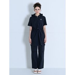 CUTOUT STRING SLIM WIDE PANTS NAVY MBCSPA009NV