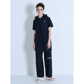 CUTOUT STRING SLIM WIDE PANTS NAVY MBCSPA009NV