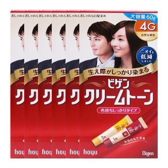  비겐크림톤 일본산 염색약 4G(자연밤색) 60g X 6개