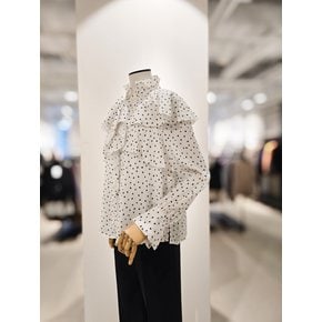 [파주점] [더아이잗컬렉션]도트 러플 플리넥 블라우스 CR3A0BL081