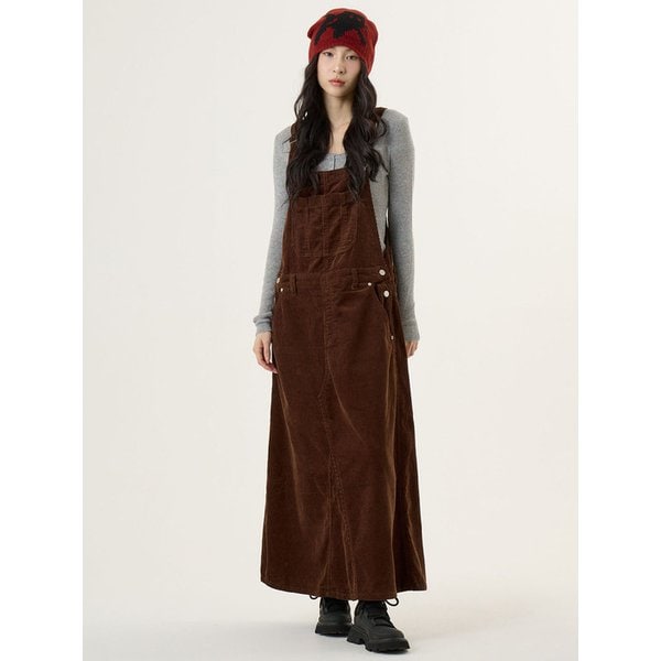 오버롤 코듀로이 롱스커트 브라운_Overall Corduroy Long Skirt Brown