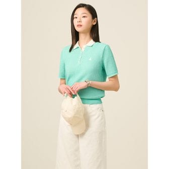 빈폴레이디스 [빈폴솔솔니트] 투톤 믹스 칼라넥 반소매 풀오버  라이트그린 (BF5451C11L)