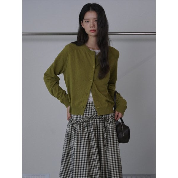 Round Neck Merino Wool Cardigan_Olive