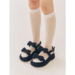 Piona Fur Ribbon Platform - Puddle Black