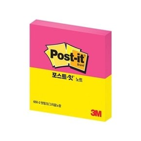 3M 포스트잇 노트 강한점착용 650 SSN 핫핑크/그리 (WCD5906)