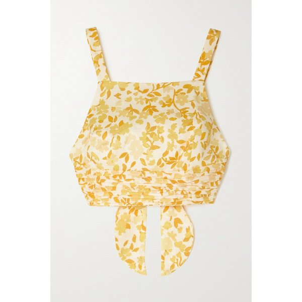 피오니 크롭 오픈백 플로럴 리넨 탑 34344356237478530