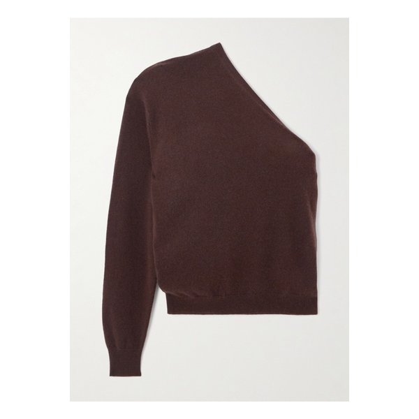 원숄더 울 캐시미어 혼방 스웨터 브라운 46376663162900701