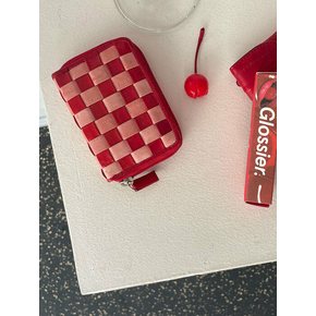 Checker board card wallet Cherry bomb (체커보드카드지갑 체리밤)