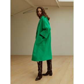 [handmade] Hooded Cuffs Wool Coat (Green)