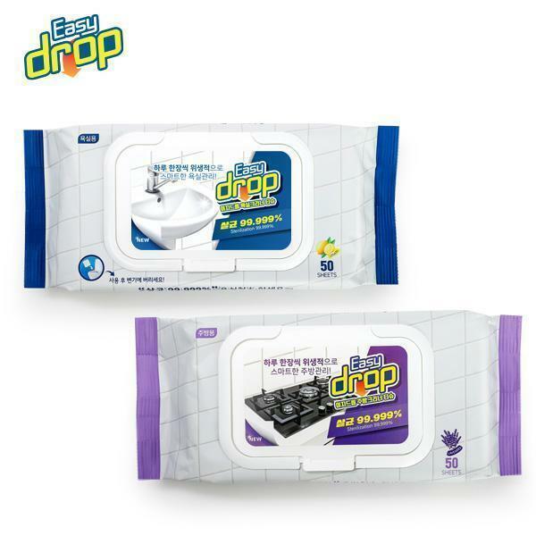 (1팩/50매) 이지드롭 주방크리너/욕실크리너 티슈 1팩