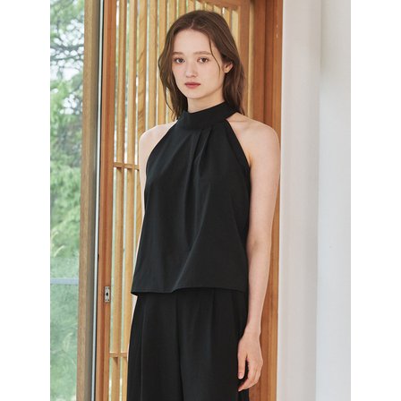 Nouve 홀터 투턱 블라우스 - 블랙 / Holter Two Tuck Blouse - Black