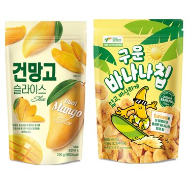  (망고 함량95%)건망고 슬라이스250g + 구운 바나나칩450g x 1세트