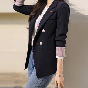 엣토미 소매 롤업 배색 완벽 슬림 테일러드 더블 자켓