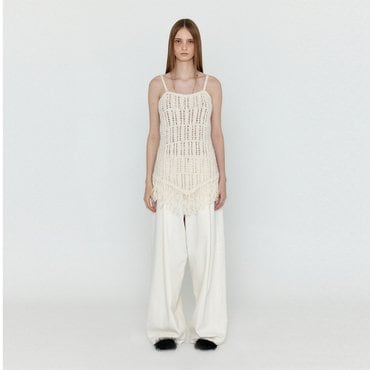EENK WJEAN Folded Front Wide Denim Pants - Ivory