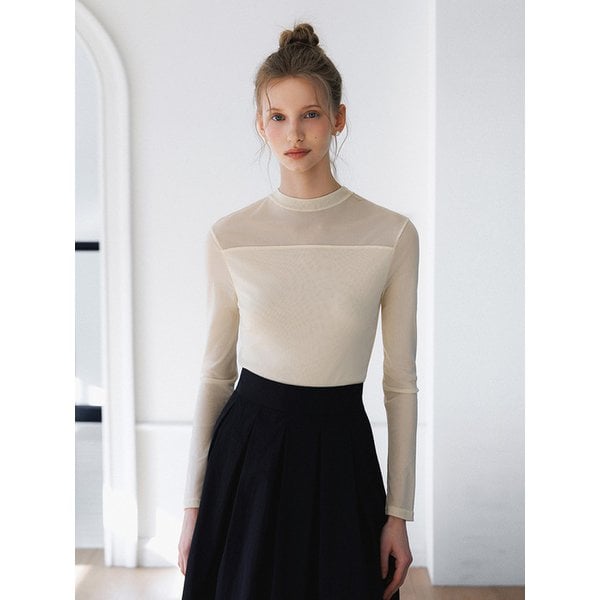 넥 라인 시어 요크 텐션 블라우스_3color